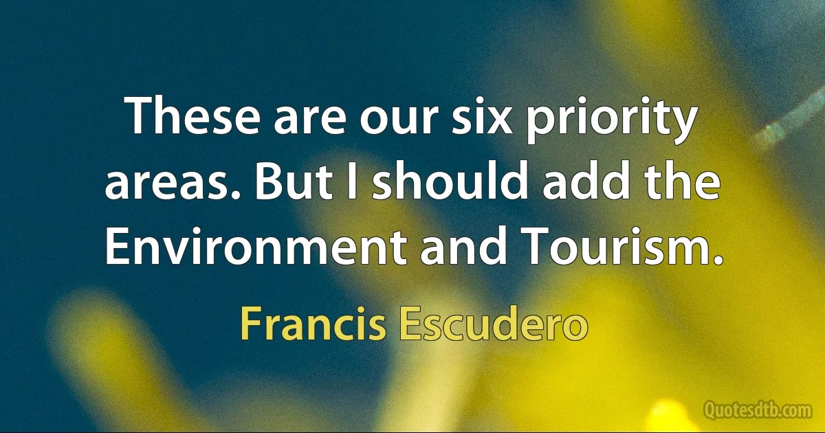 These are our six priority areas. But I should add the Environment and Tourism. (Francis Escudero)