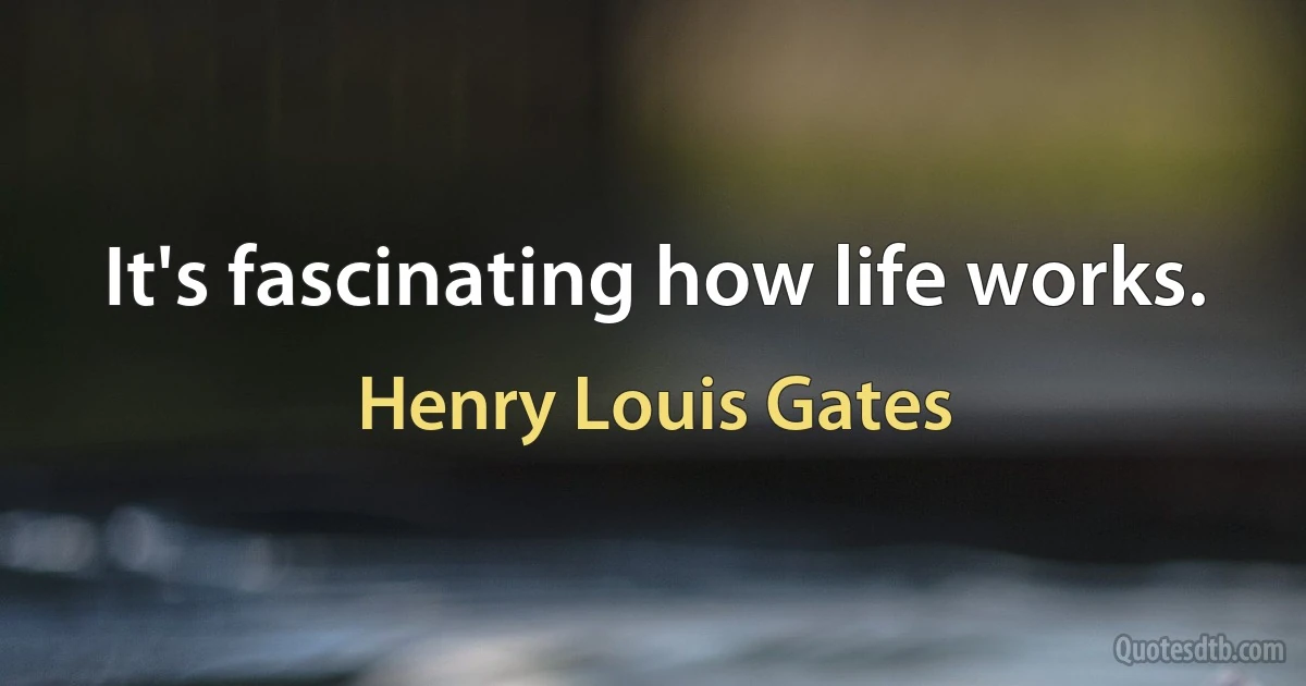 It's fascinating how life works. (Henry Louis Gates)