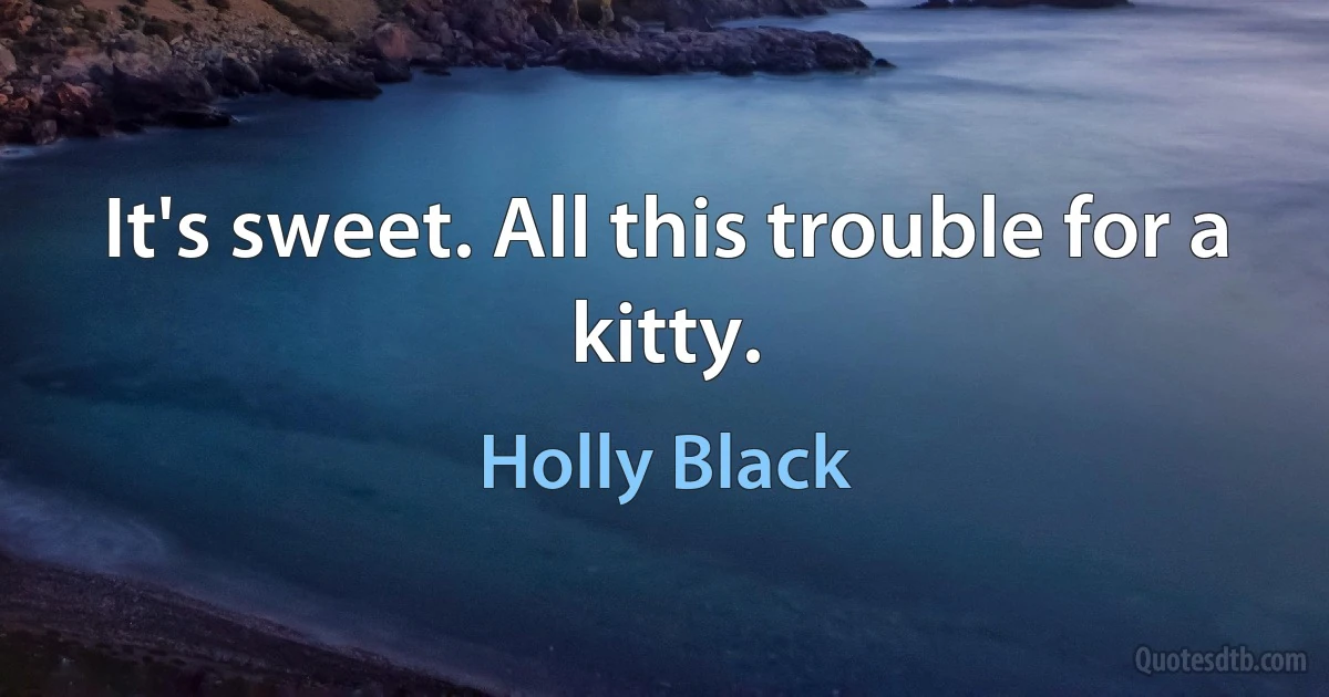 It's sweet. All this trouble for a kitty. (Holly Black)