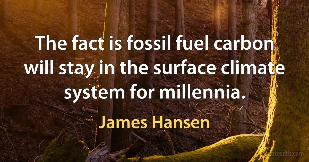 The fact is fossil fuel carbon will stay in the surface climate system for millennia. (James Hansen)