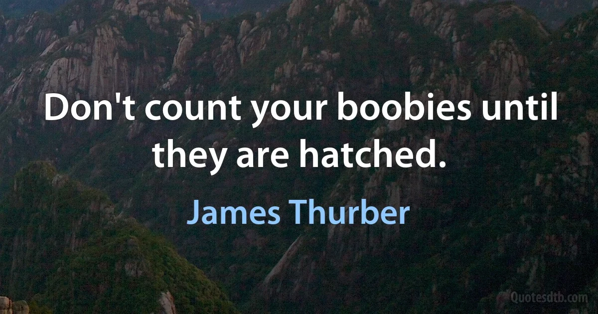 Don't count your boobies until they are hatched. (James Thurber)