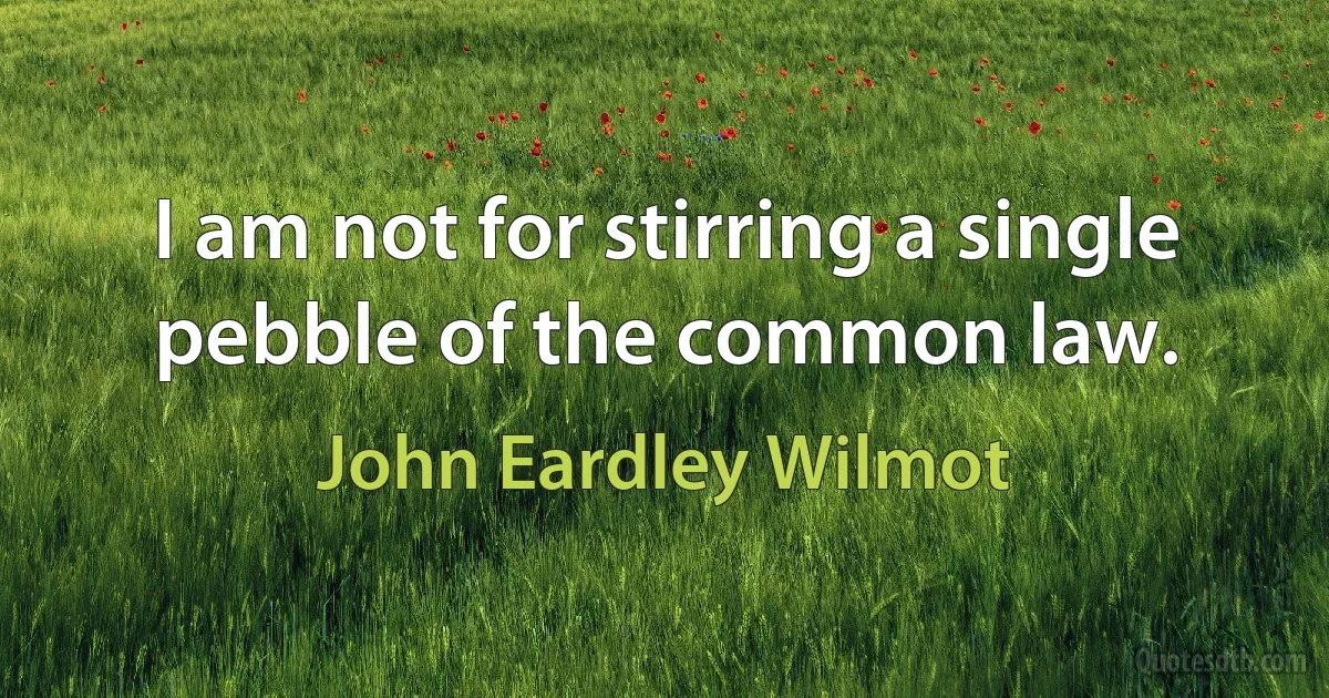 I am not for stirring a single pebble of the common law. (John Eardley Wilmot)