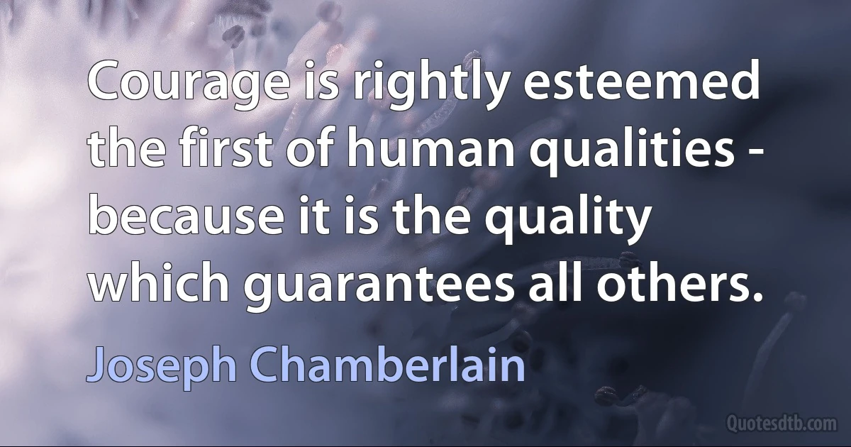 Courage is rightly esteemed the first of human qualities - because it is the quality which guarantees all others. (Joseph Chamberlain)