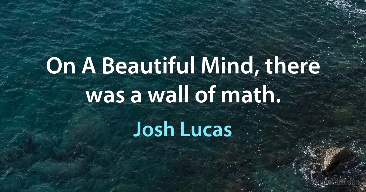 On A Beautiful Mind, there was a wall of math. (Josh Lucas)