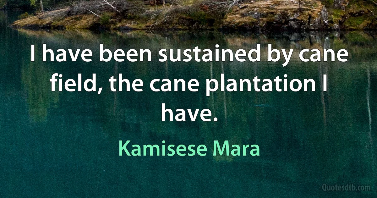 I have been sustained by cane field, the cane plantation I have. (Kamisese Mara)