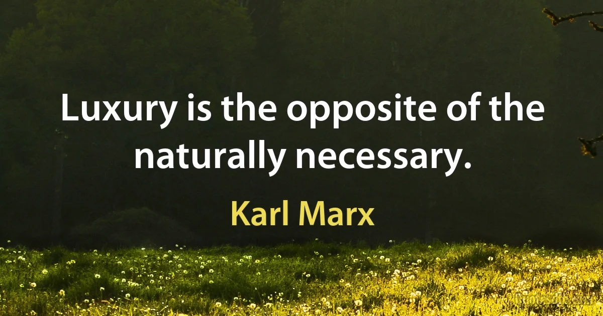 Luxury is the opposite of the naturally necessary. (Karl Marx)