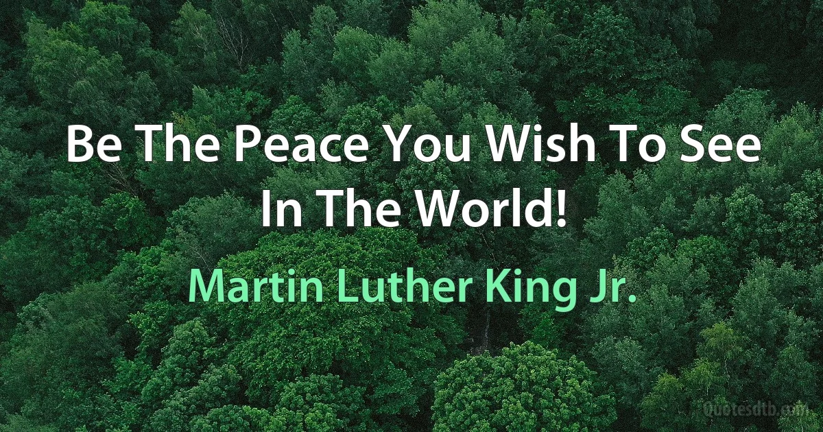 Be The Peace You Wish To See In The World! (Martin Luther King Jr.)