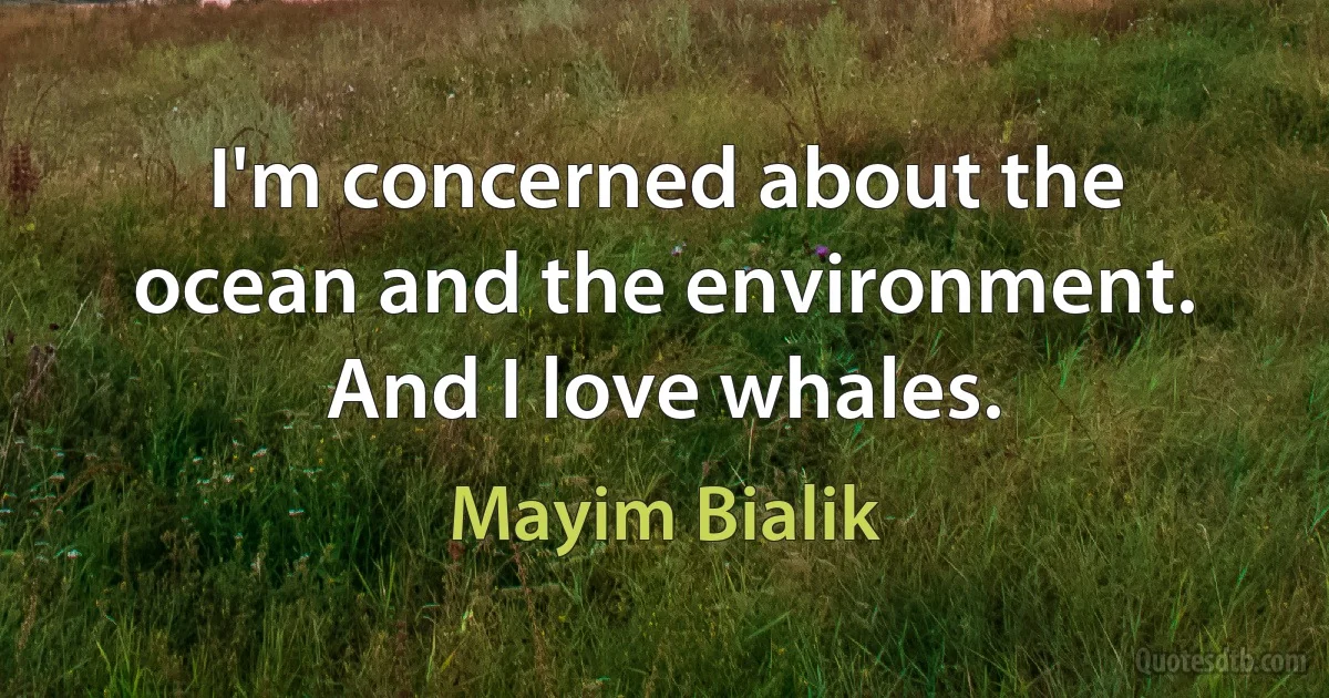 I'm concerned about the ocean and the environment. And I love whales. (Mayim Bialik)