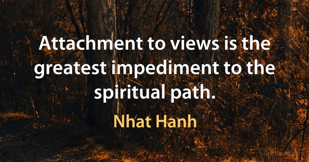 Attachment to views is the greatest impediment to the spiritual path. (Nhat Hanh)