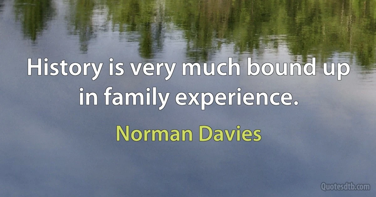 History is very much bound up in family experience. (Norman Davies)