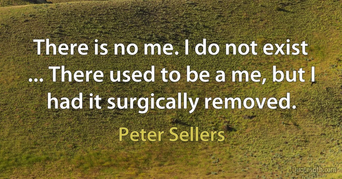 There is no me. I do not exist ... There used to be a me, but I had it surgically removed. (Peter Sellers)