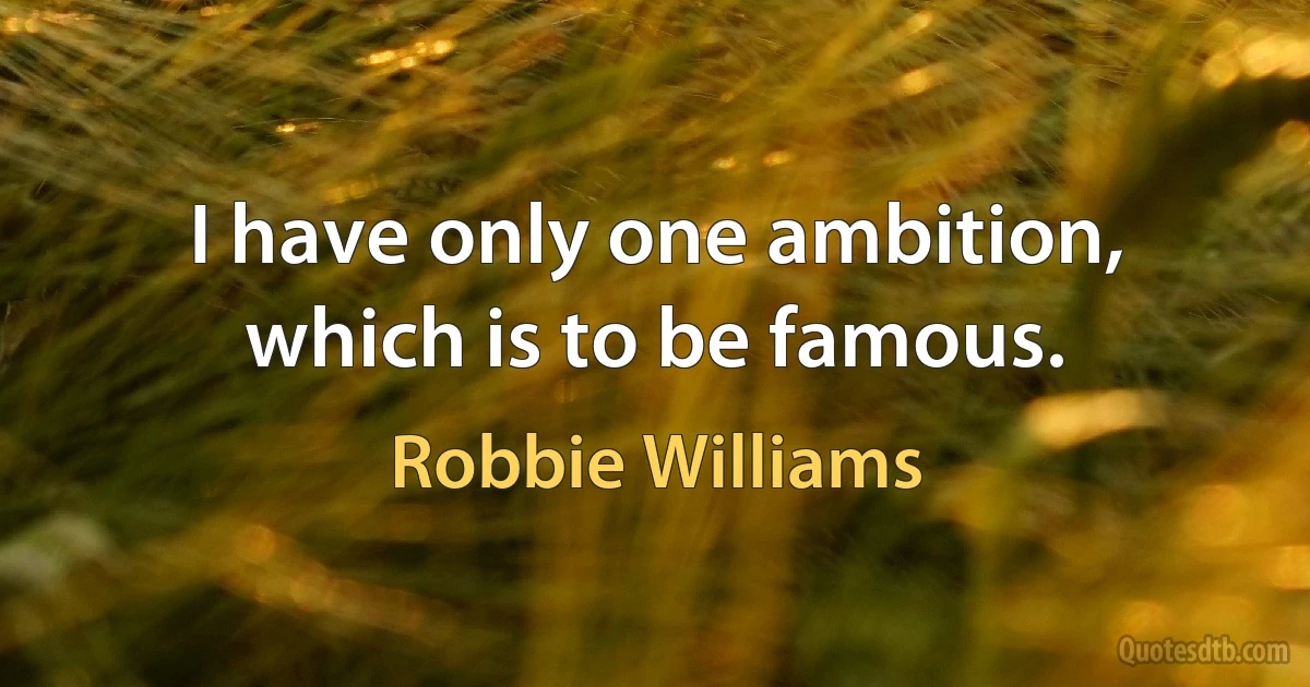 I have only one ambition, which is to be famous. (Robbie Williams)