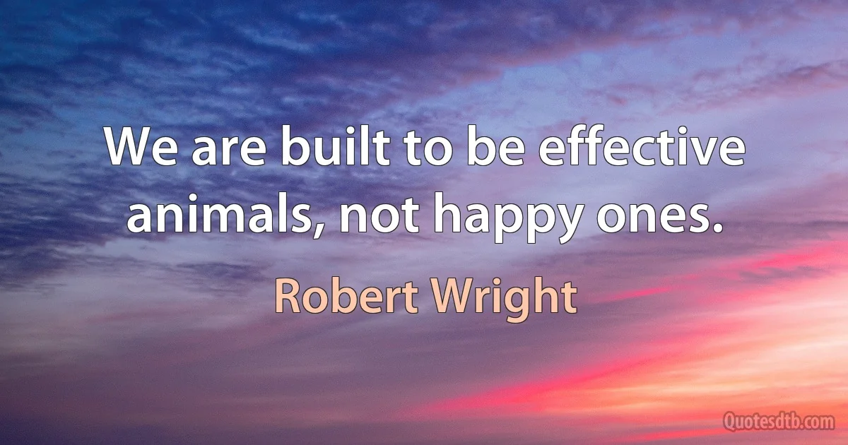 We are built to be effective animals, not happy ones. (Robert Wright)