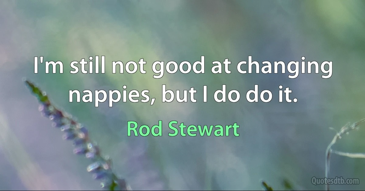 I'm still not good at changing nappies, but I do do it. (Rod Stewart)