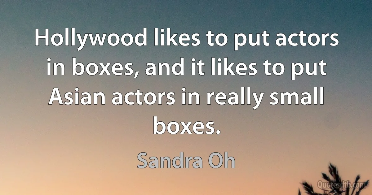 Hollywood likes to put actors in boxes, and it likes to put Asian actors in really small boxes. (Sandra Oh)