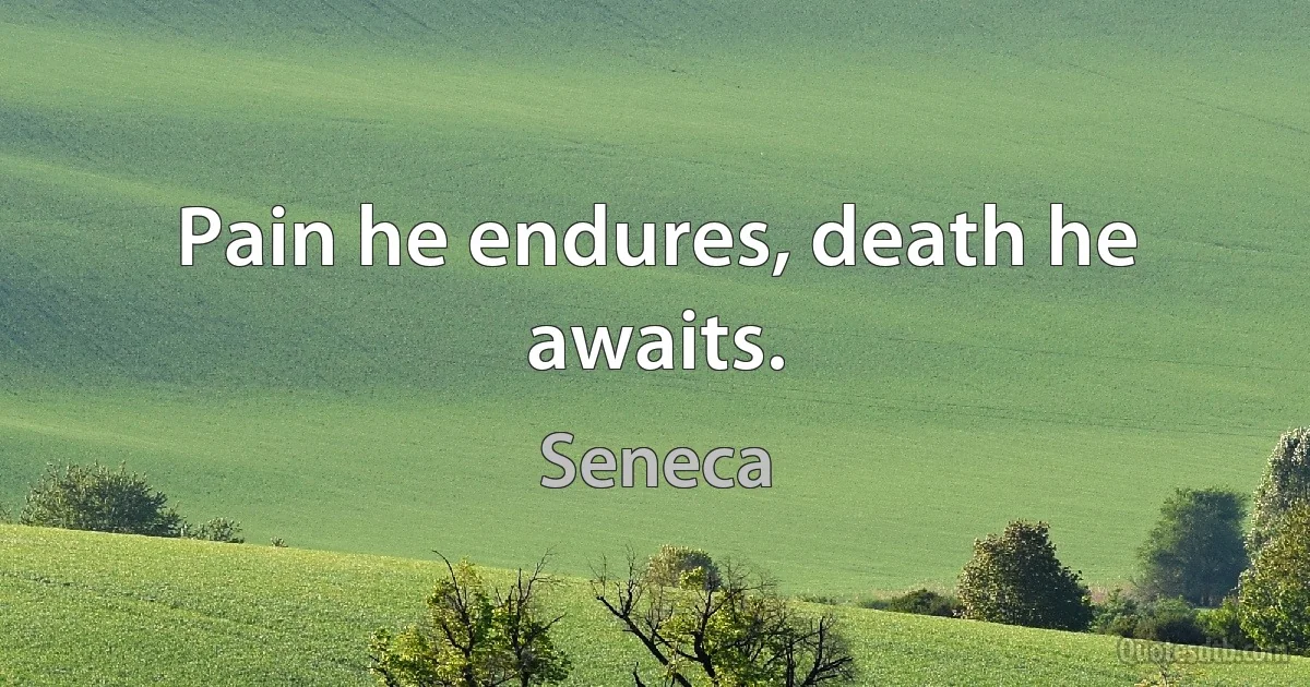 Pain he endures, death he awaits. (Seneca)