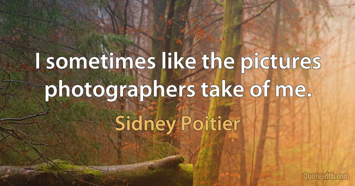 I sometimes like the pictures photographers take of me. (Sidney Poitier)