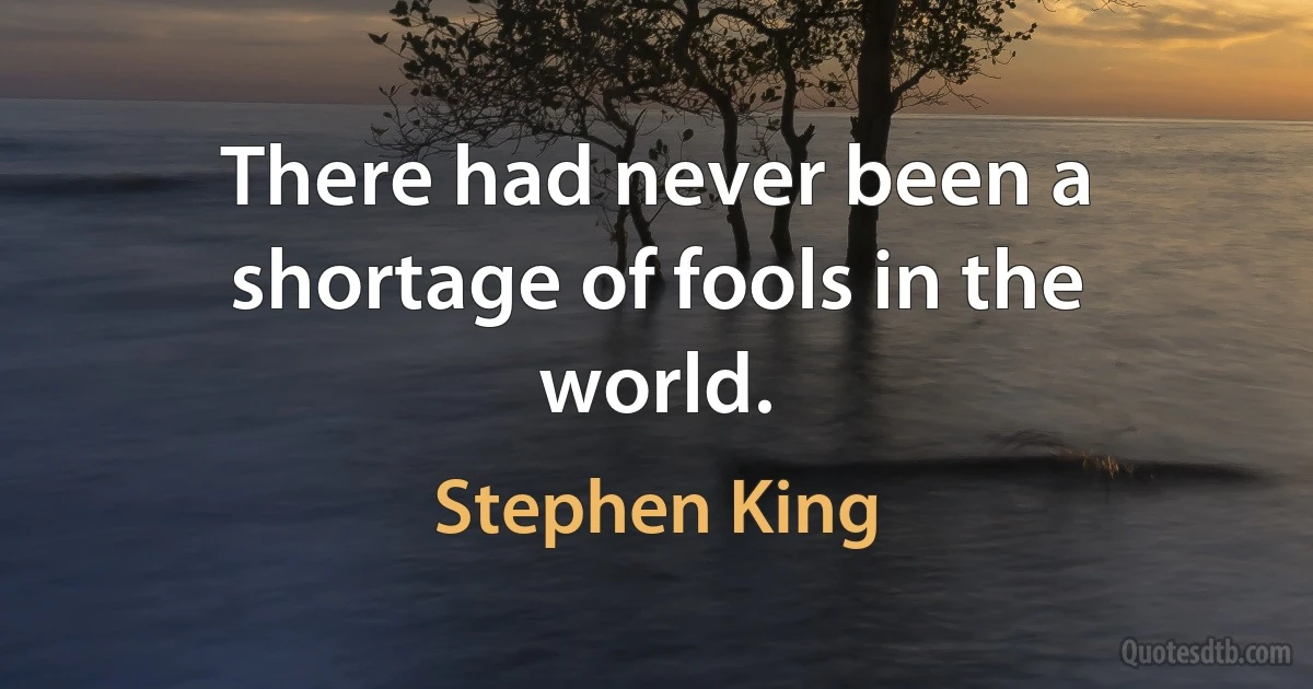 There had never been a shortage of fools in the world. (Stephen King)