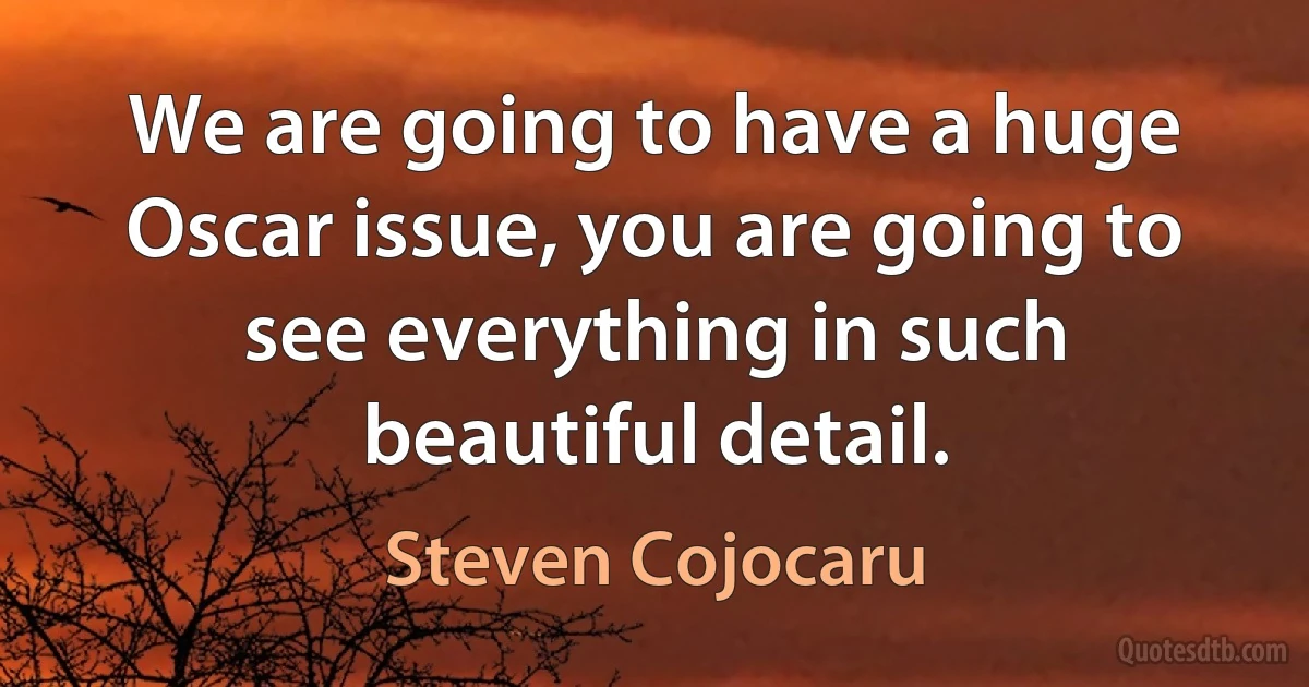 We are going to have a huge Oscar issue, you are going to see everything in such beautiful detail. (Steven Cojocaru)