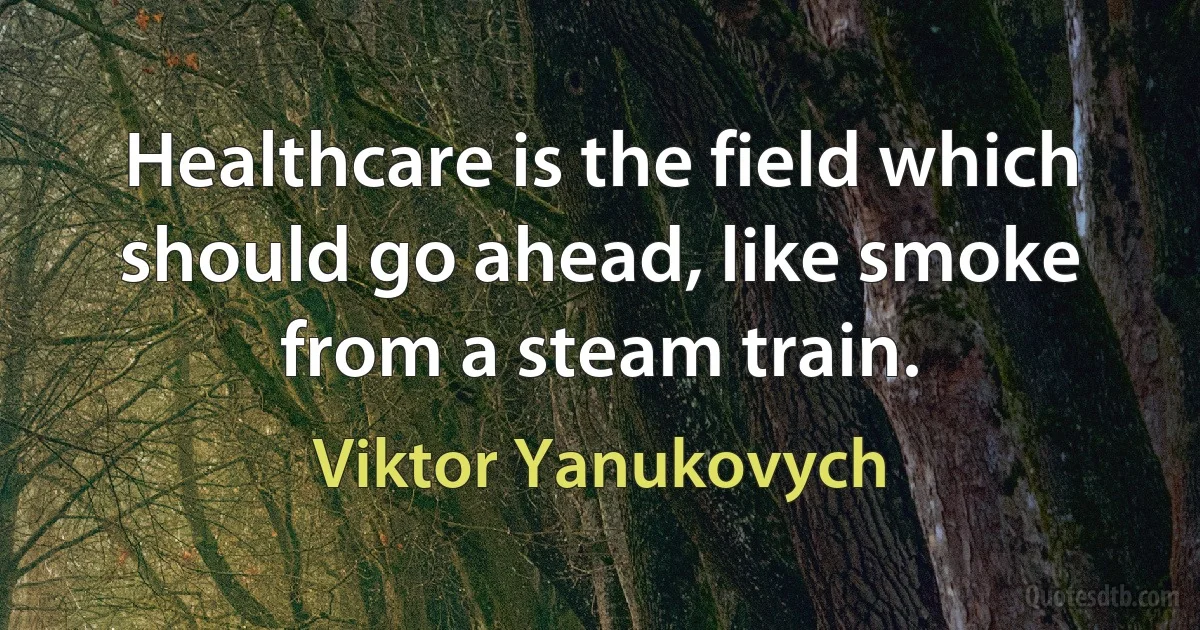 Healthcare is the field which should go ahead, like smoke from a steam train. (Viktor Yanukovych)