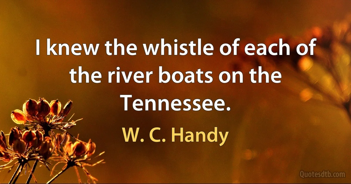 I knew the whistle of each of the river boats on the Tennessee. (W. C. Handy)