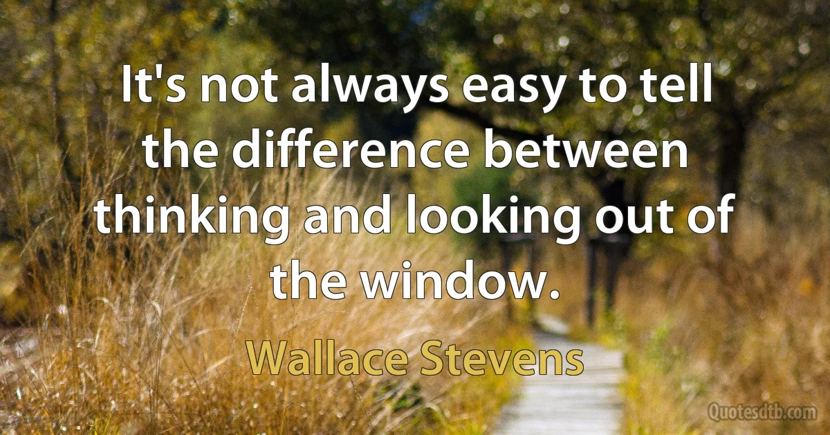 It's not always easy to tell the difference between thinking and looking out of the window. (Wallace Stevens)