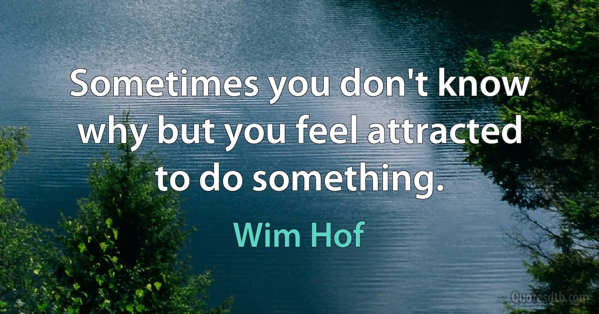 Sometimes you don't know why but you feel attracted to do something. (Wim Hof)