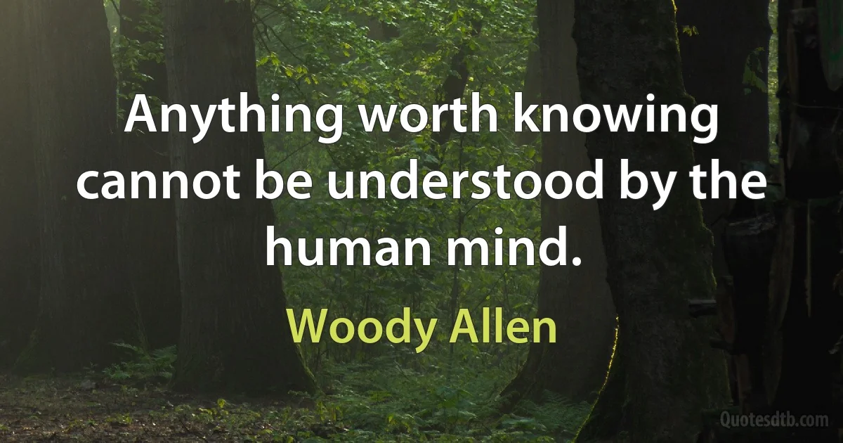 Anything worth knowing cannot be understood by the human mind. (Woody Allen)