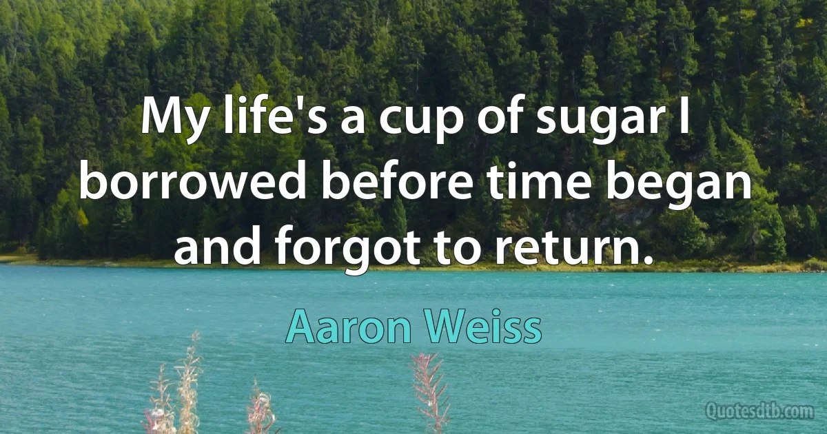 My life's a cup of sugar I borrowed before time began and forgot to return. (Aaron Weiss)