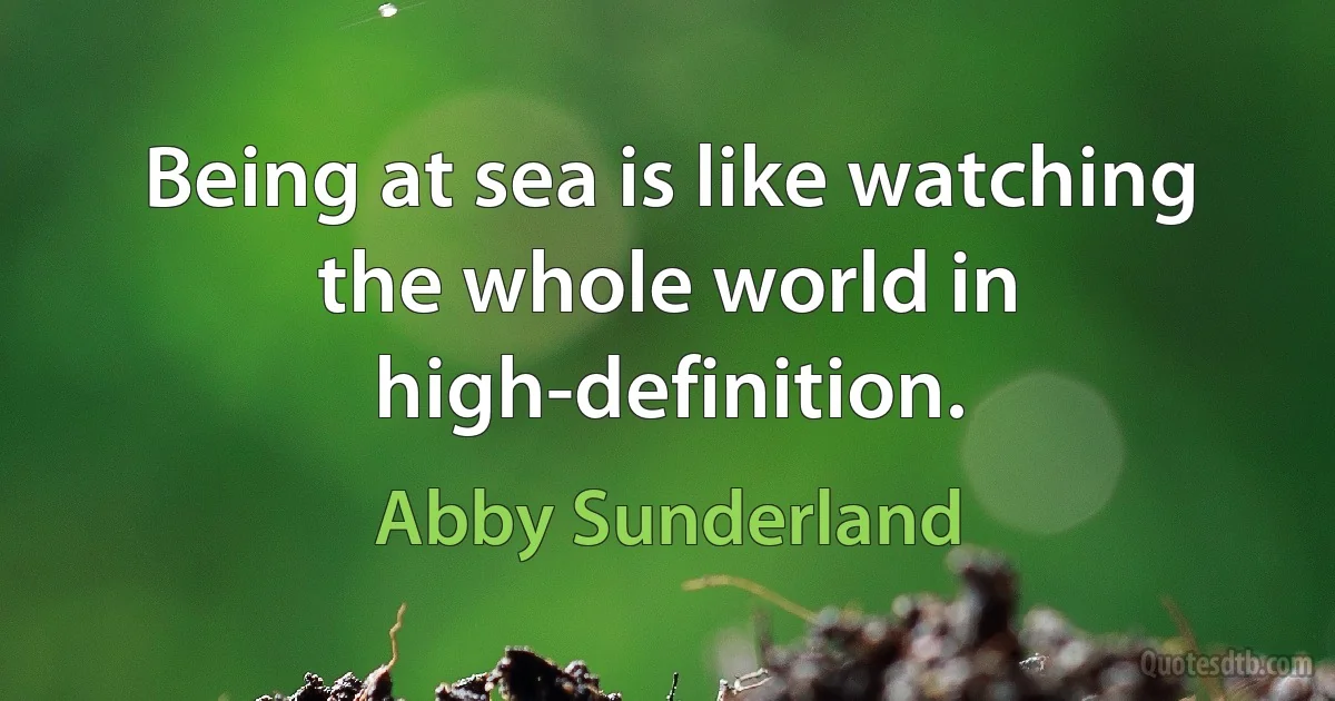 Being at sea is like watching the whole world in high-definition. (Abby Sunderland)