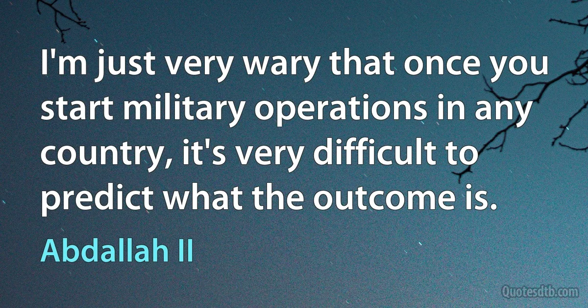 I'm just very wary that once you start military operations in any country, it's very difficult to predict what the outcome is. (Abdallah II)