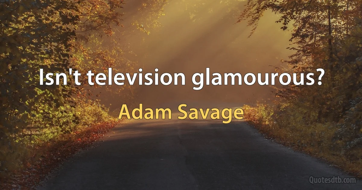 Isn't television glamourous? (Adam Savage)