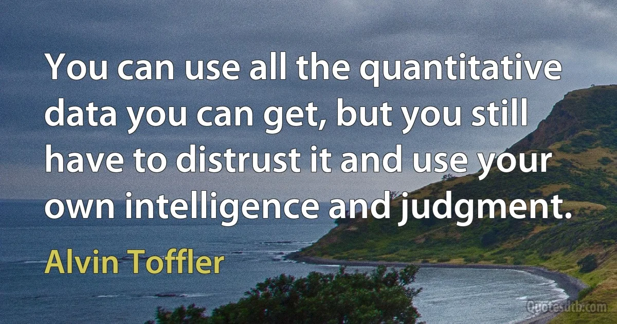 You can use all the quantitative data you can get, but you still have to distrust it and use your own intelligence and judgment. (Alvin Toffler)