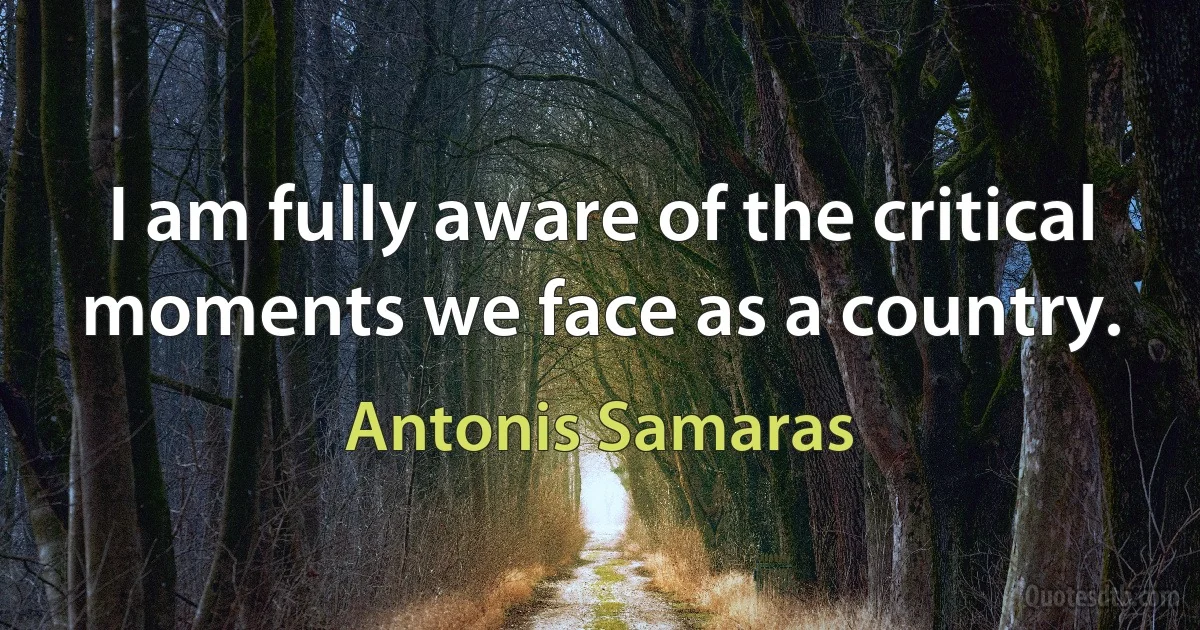 I am fully aware of the critical moments we face as a country. (Antonis Samaras)