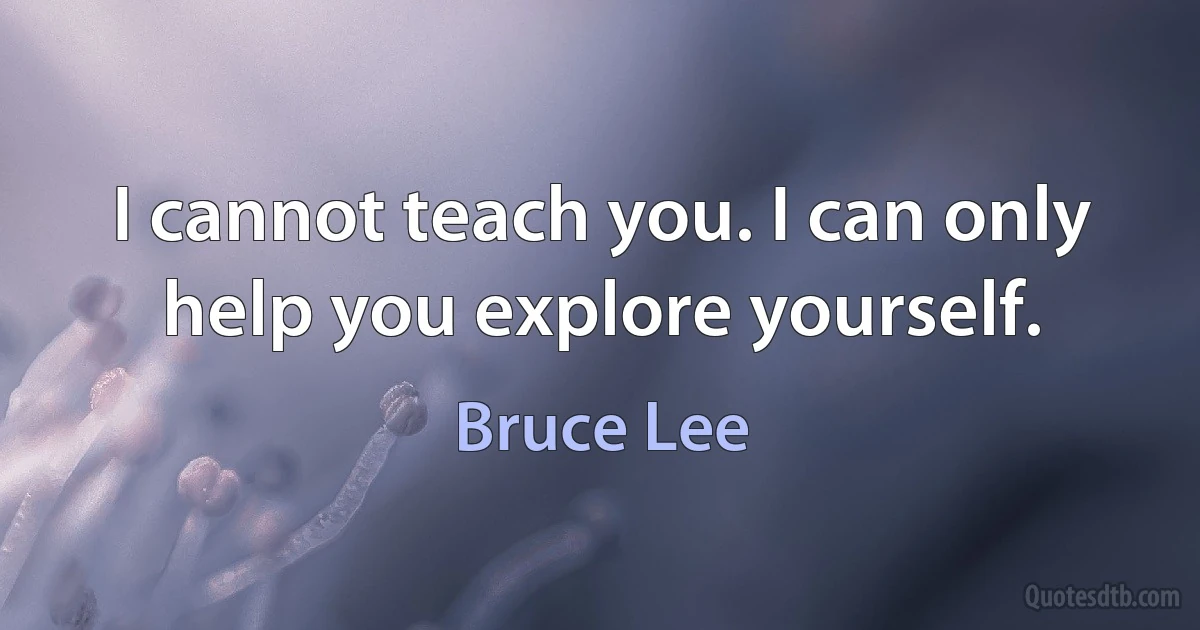 I cannot teach you. I can only help you explore yourself. (Bruce Lee)