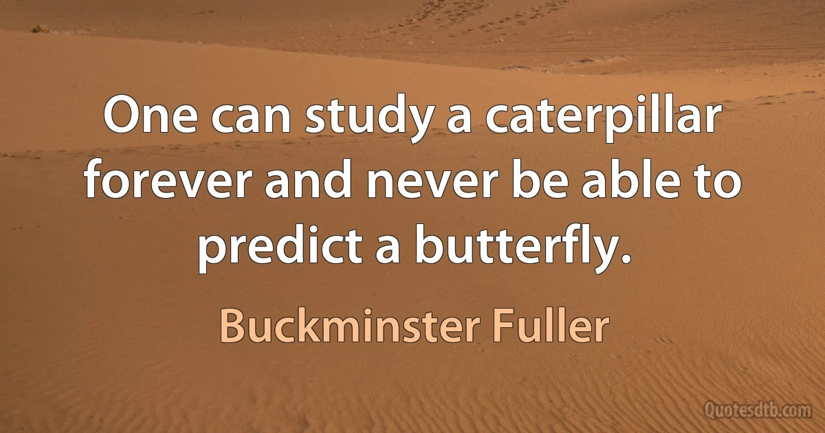 One can study a caterpillar forever and never be able to predict a butterfly. (Buckminster Fuller)