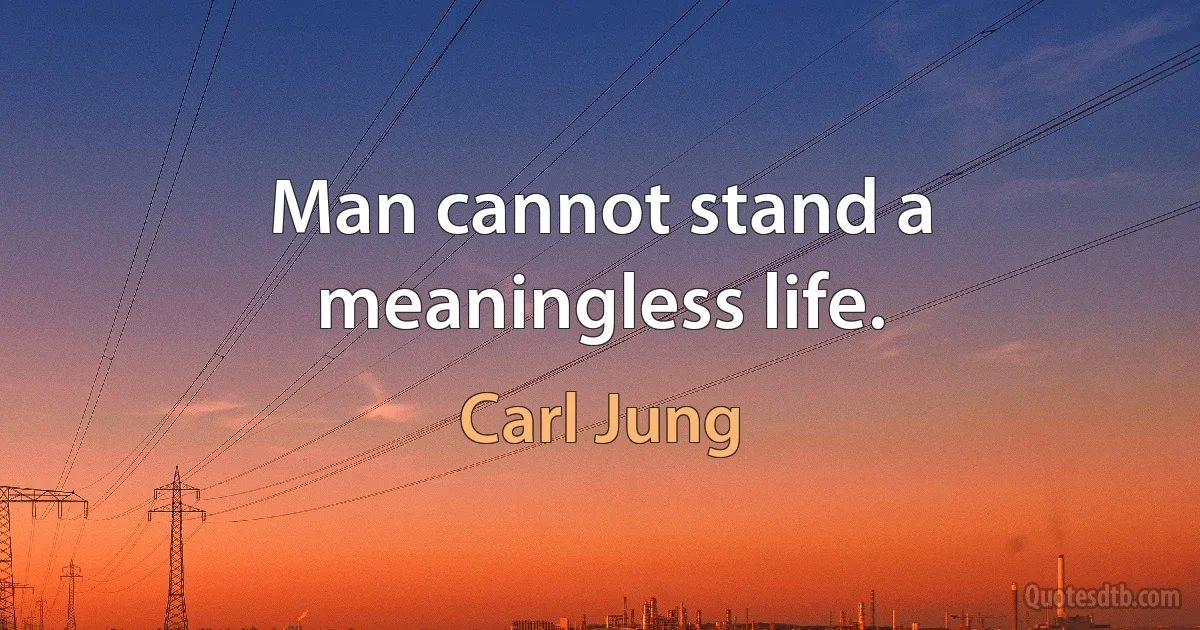 Man cannot stand a meaningless life. (Carl Jung)