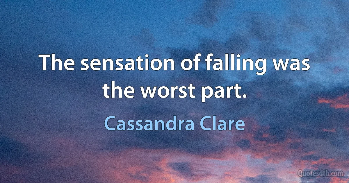 The sensation of falling was the worst part. (Cassandra Clare)