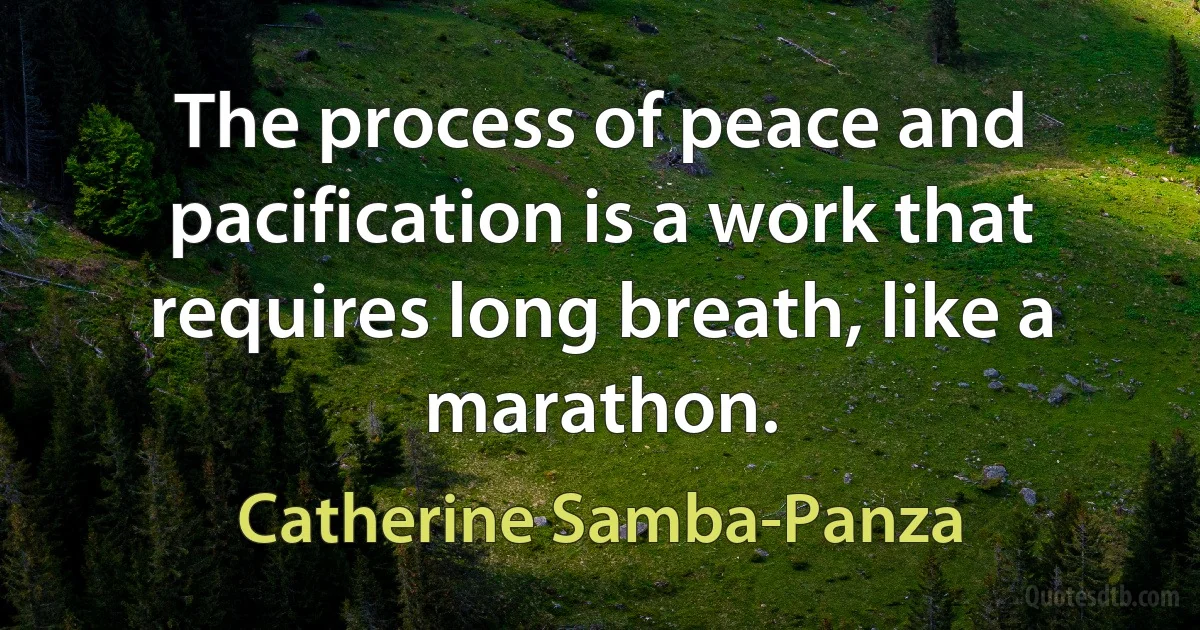 The process of peace and pacification is a work that requires long breath, like a marathon. (Catherine Samba-Panza)