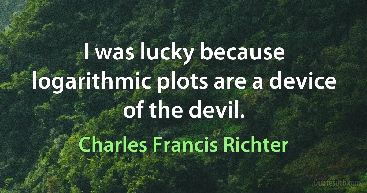 I was lucky because logarithmic plots are a device of the devil. (Charles Francis Richter)