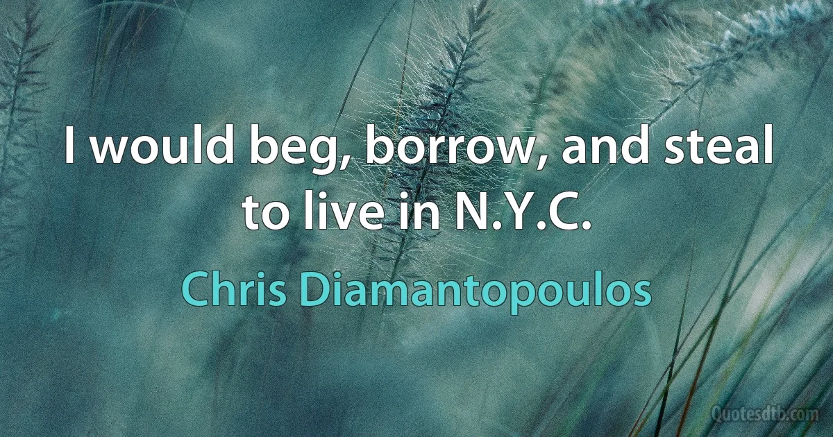 I would beg, borrow, and steal to live in N.Y.C. (Chris Diamantopoulos)