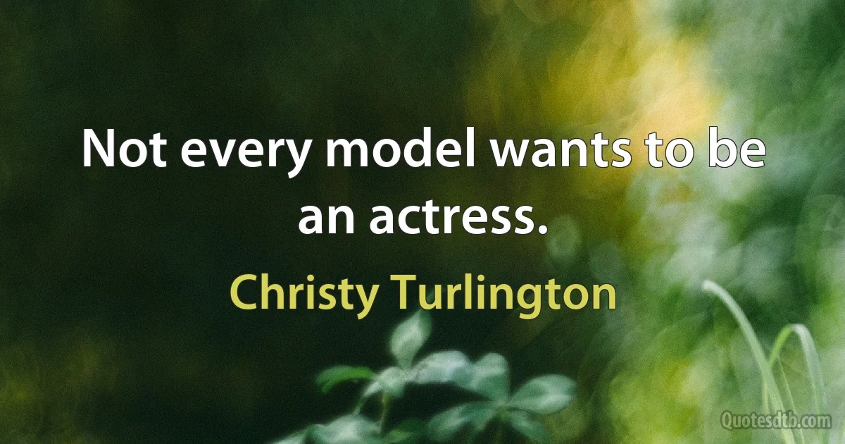 Not every model wants to be an actress. (Christy Turlington)