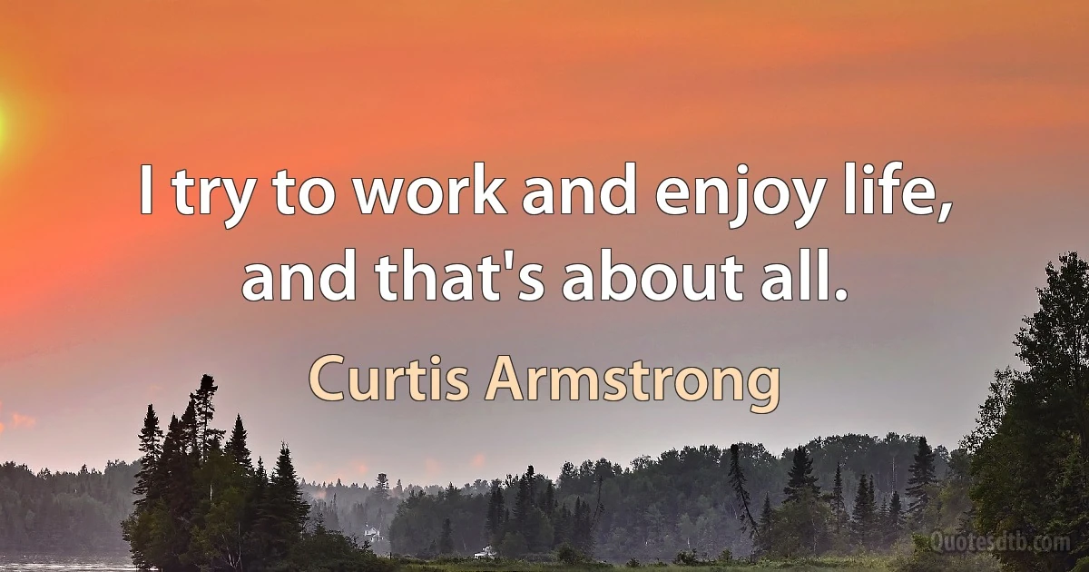 I try to work and enjoy life, and that's about all. (Curtis Armstrong)