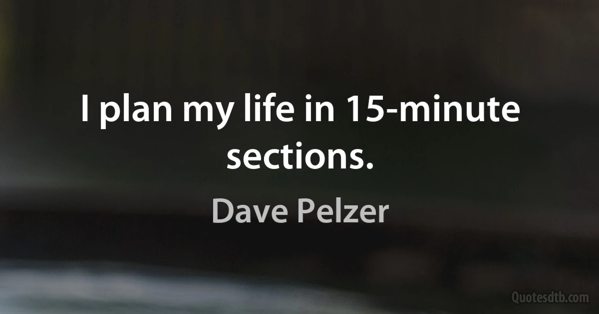 I plan my life in 15-minute sections. (Dave Pelzer)