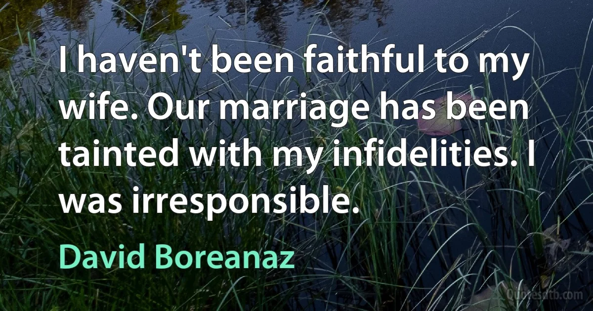 I haven't been faithful to my wife. Our marriage has been tainted with my infidelities. I was irresponsible. (David Boreanaz)