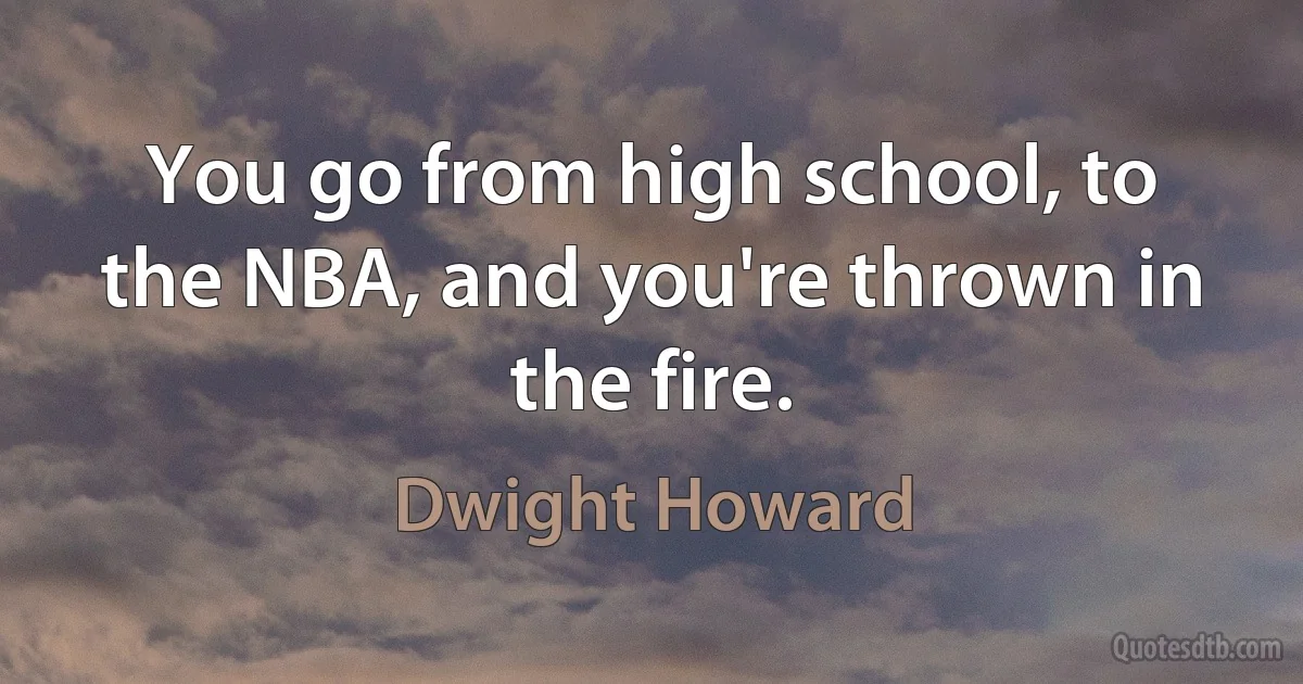 You go from high school, to the NBA, and you're thrown in the fire. (Dwight Howard)