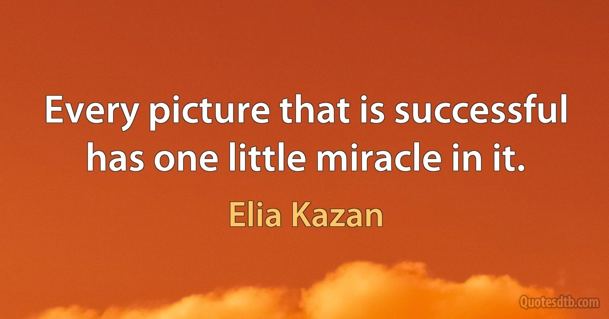 Every picture that is successful has one little miracle in it. (Elia Kazan)