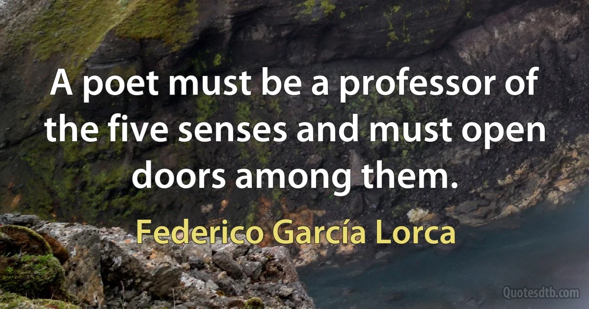 A poet must be a professor of the five senses and must open doors among them. (Federico García Lorca)