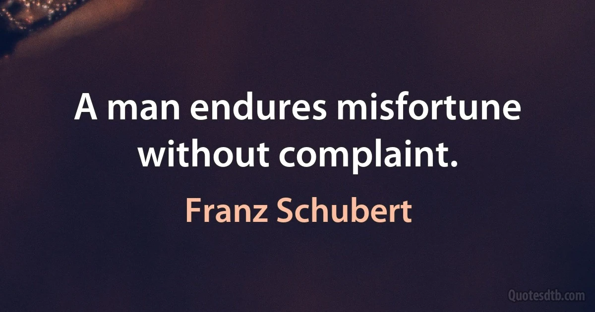 A man endures misfortune without complaint. (Franz Schubert)