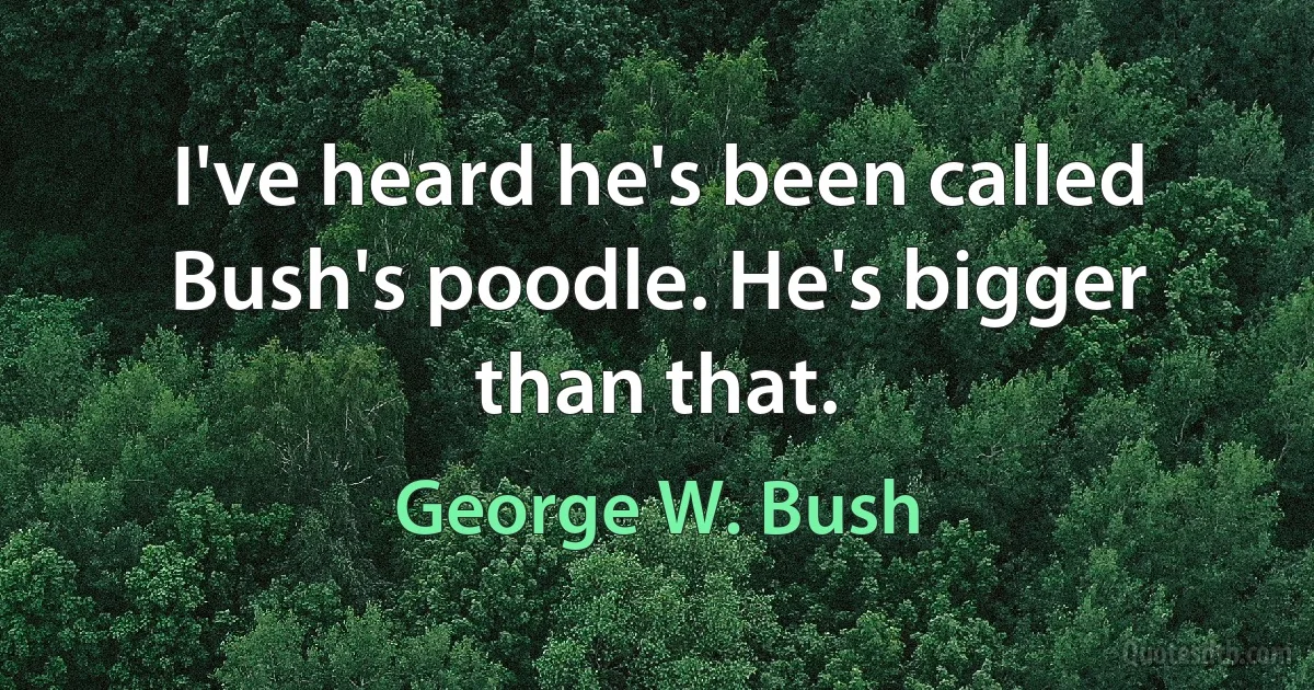 I've heard he's been called Bush's poodle. He's bigger than that. (George W. Bush)